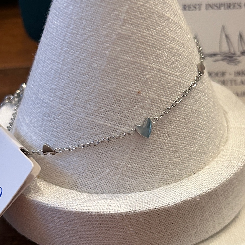 Oshena‎ Designer Beachwear silver Heart Chain anklet Bracelet FREE jewelry box!